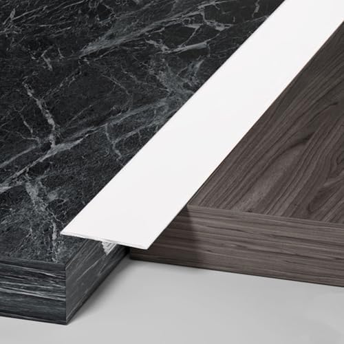 White Aluminum T Molding Floor Transition Strip - Waterproof Wood to Tile Seam Edging, Door Threshold Bar for Doorways, 90cm (35.4") Gap Cover Trim