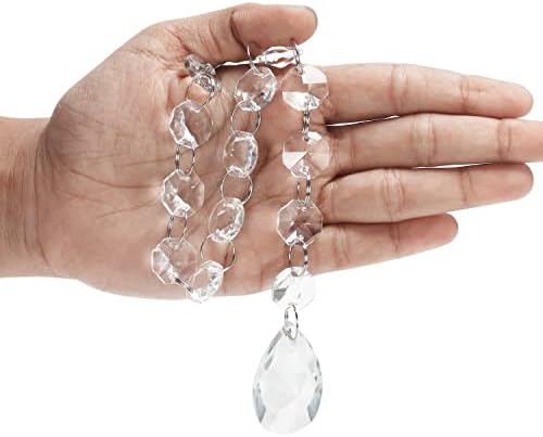 BELLE VOUS Clear Crystal Teardrop Chandelier Pendants (10 Pack) - 34.5cm/13.58 inches - Hanging Decoration Beads for Chandeliers, Prisms, DIY Suncatcher Parts, Wedding/Christmas Party & Garlands