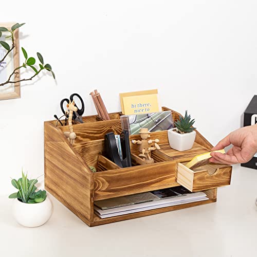 VERGOODR Organizadores de gaveta de mesa de madeira com organizador de arquivos, conjunto de decoraç