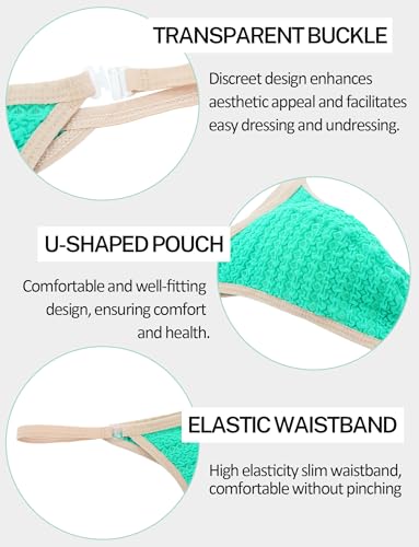 FEOYA Men's G-String Thong Bikini Underwear Stretchy Low Waist T Back Briefs Bugle Pouch Panties with Adjustable4