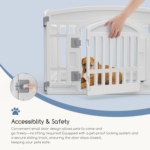 Image of DUMOS Plastic Dog Playpen, 24 Inch 4 Panels Small Pet Fence Play Pen