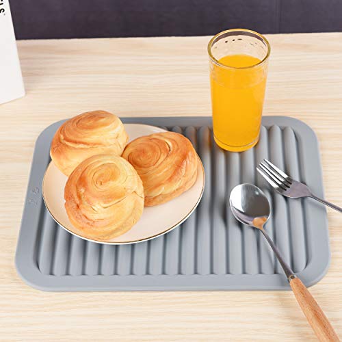 Spuvgvc Silicone Trivets For Hot Dishes, Trivet Mat-Hot Pads For Kitchen-Versatile Trivet Mat For Hot Pots&Pans-Heat Resistant Mats For Counter&Table, Pot Holders Drying Mat (9X12) Pack 2 Light Grey #TOP4
