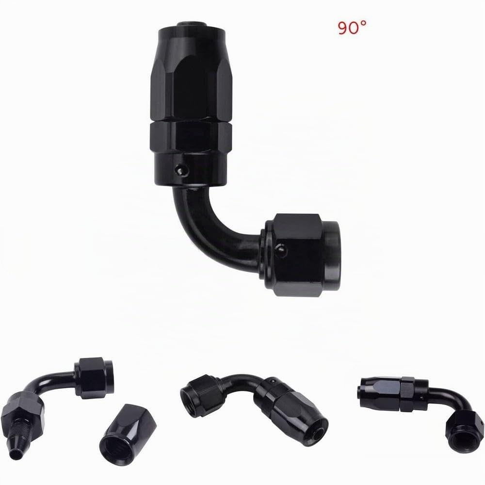 Riloer Tubo carburante AN6, tubo flessibile universale intrecciato per olio, carburante, gas, compatibile con vari motori automobilistici e marini, connettore nero + tubo nero da 5 m