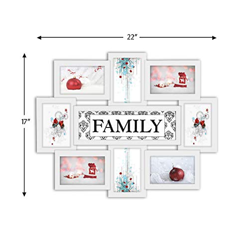 Jerry & Maggie - Photo Frame 22x17 White Family Picture Frame Selfie Gallery Collage Wall Hanging for 6x4 Photo - 8 Photo Sockets - Wall Mounting Design