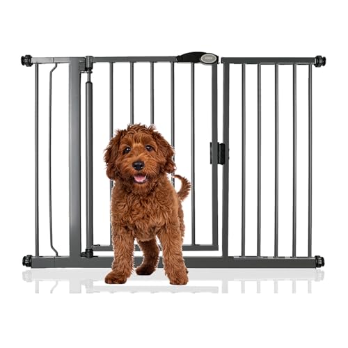 Bettacare Auto Close Pet Gate, 118.2cm - 125.2cm, Slate Grey, Pressure Fit Stair Gate for Dog & Puppy, Safety Barrier for Doors Hallways and Spaces, Easy Installation