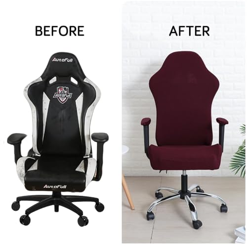 Image of HOKIPO Gaming Chair Cover Stretchable Elastic Jacquard Computer Rotating Chair Seat Covers Slipcover(BRGN-NEW2-5008)