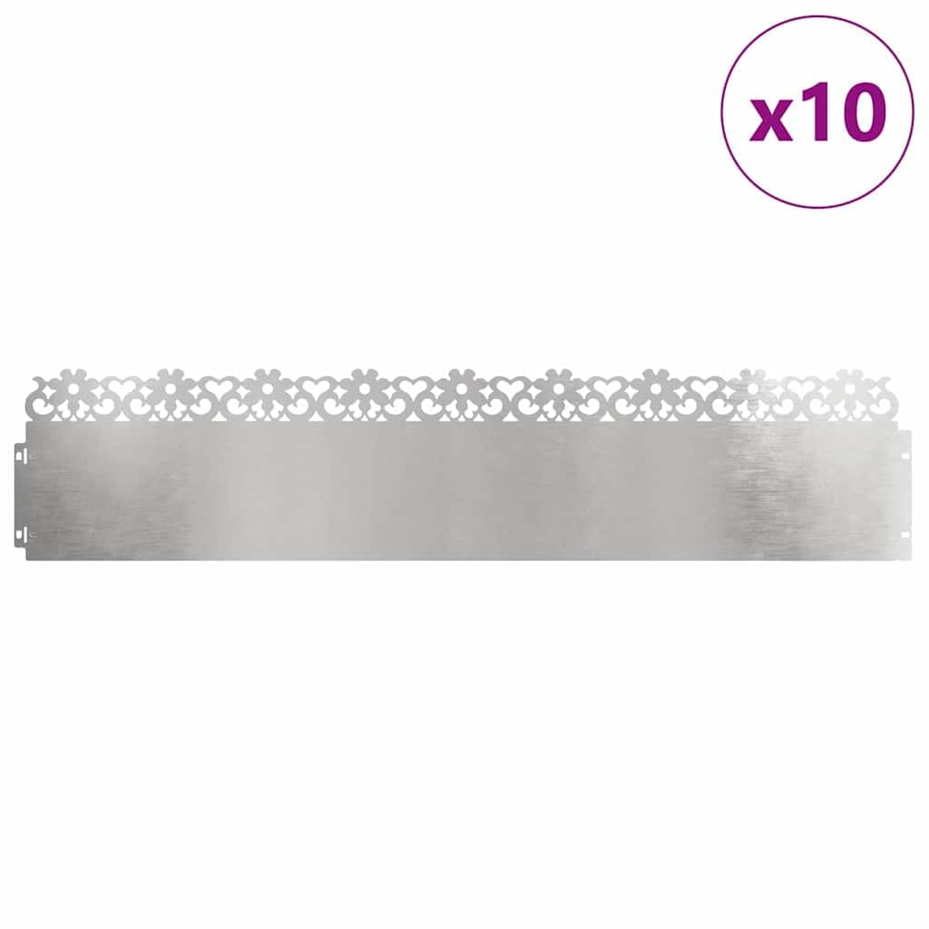 10 x bordes de césped de acero inoxidable plateado 103 x 0,05 x 22 cm, borde de metal para jardín y caminos, robusto borde de césped resistente a la intemperie, moderno borde de corte para