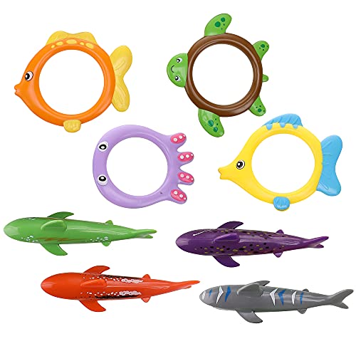20 Pcs Diving Pool Toys Jumbo Set With Storage Bag Includes (4) Diving Sticks, (4) Diving Rings, (4) Toypedo Bandits,(8) Pirate Treasures #TOP3