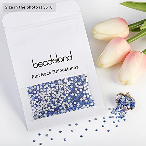 Image of Beadsland 2880pcs Flat Back Crystal Rhinestones Round Gems for Nail Art and Craft Glue Fix,Light Blue,SS10,2.7-2.9mm | Flatback Glass Gems, 2.7-2.9mm, for Nail Art Craft, Glue Fix,Light Sapphire