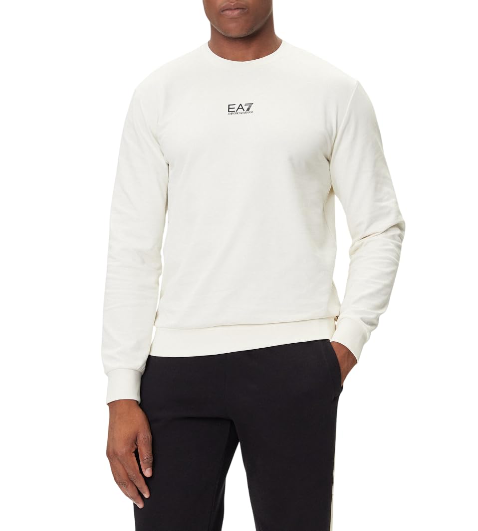 Emporio Armani EA7 Felpa Girocollo Core Identity in Cotone garzato da Uomo, 8NPM30
