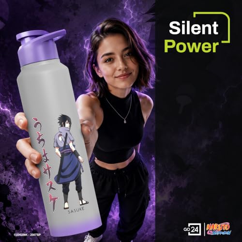 Image of Water Bottle 950ml Stainless Steel Sports /Fridge Bottle with Sipper Cap | 1-Year Warranty | Single Wall| For Home, Office, Gym, Travelling | Lightweight | Naruto Ninja | Light Grey