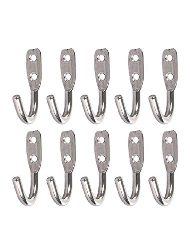 Image of iSTAR Stainless Steel Unbreakable J Type Hook Bathroom Hooks Cloth Hanger Wall Hook Door Robe Hooks for Hanging Keys,Clothes (Pack of 10)