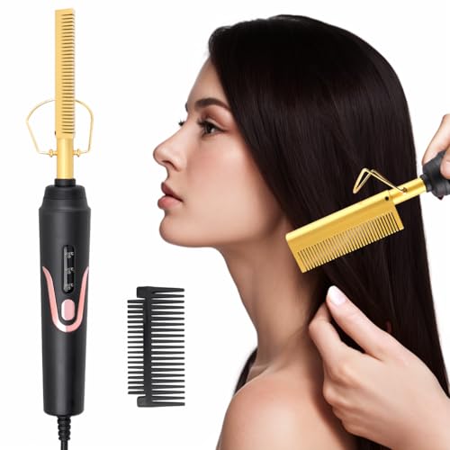 Peine alisador eléctrico cerámico para cabello y barba miniatura 5