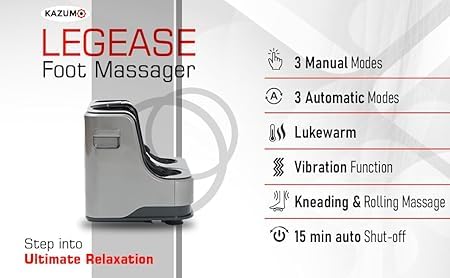 Image of LegEase Foot Massager with 40C Warm Therapy, 4-Motor Rolling & Kneading Massage for Relaxation & Fatigue Recovery, Pain Relief Foot Calf & Leg Massager with Vibration, Boosts Blood Circulation, Ergonomic Design (Grey)