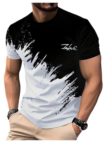 SOLY HUX Men's T Shirts Color Block Graphic Tees Crew Neck Short Sleeve Casual Summer Tops
