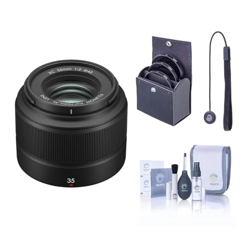 Fujifilm XC 35mm f/2 Lens, Bundle with 43mm Essentials Filter Kit and Lens Cap Tether