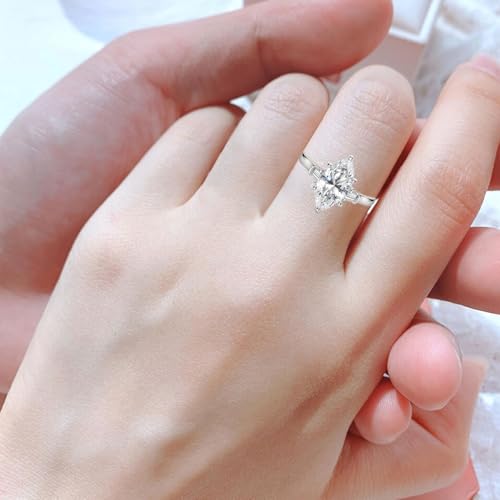 1 1.5 2 2.5 3 Carat Center Moissanite Engagement Ring 925 Sterling Silver 10k 14k 18k Solid Gold Marquise Cut 3 Stone Moissanite Wedding Ring Bridal Ring Promise Ring for Women Her Wife Free Engraved2