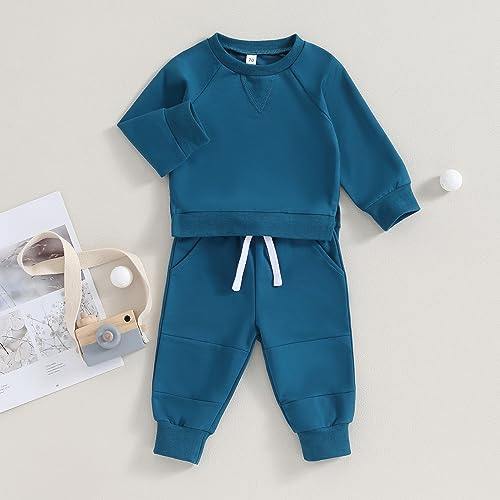Toddler Baby Boy Sweatsuits Fall Winter Clothes Set Long Sleeve Tracksuits Crewneck Sweatshirts & Pants Outfit3