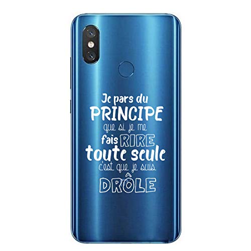 ZOKKO Case for Xiaomi Mi 8 Je pars du Principe Que si Je Fais Rire Tout Sole C'est Que Je Suis Funny Transparent Soft White Ink