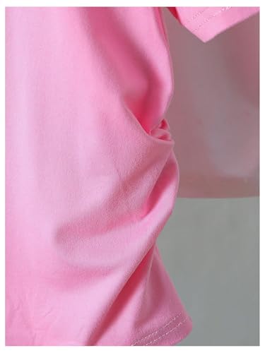 Girl's 3 Packs T Shirts Bowknot Graphic Tees Short Sleeve Crewneck Ruched Summer Tops4