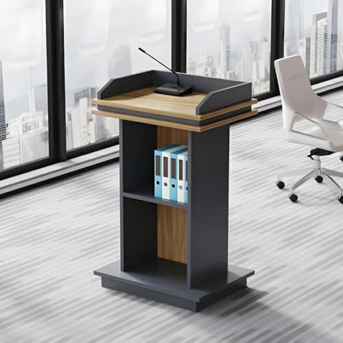 Soporte de madera para podio portátil de 108 cm con estante 3