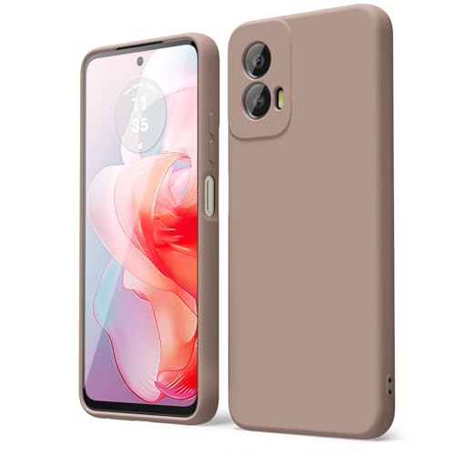 oakxco for Motorola Moto G Power 5G 2024 Phone Case Liquid Silicone, Thin Slim Soft Rubber Gel TPU Plain Simple Cover for Women Girl Cute, Matte Solid Color, Brown Khaki