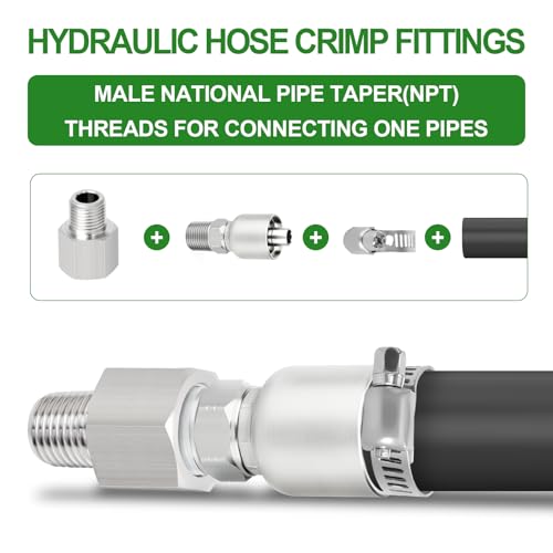 Image of TAISHER 6PCS Carbon Steel Hydraulic Hose Fitting, 3 /8 inch Hose x 3 /8 inch NPT Male