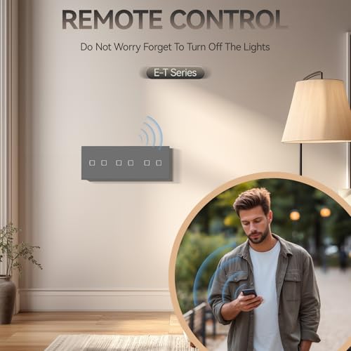 BSEED Smart Touch Lichtschalter,Glas Schalter Unterputz,Wandlichtschalter mit LED Hintergrundbeleuchtung,Neu E-Serie,16A 250V,2 Fach 1 Weg,228mm Grau