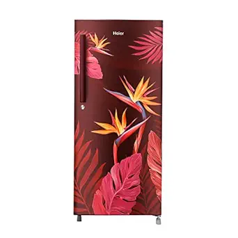 Haier 220 L 3 Star Single Door Direct Cool Refrigerator Appliance, 1 Hour Icing Technology (HRD-2203CRC, Red Crane,Floral, 2022 Model)