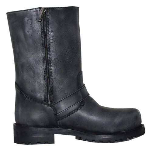 Men's Premium Gray Cowhide Leather Motorcycle Boots, 10001-GY3