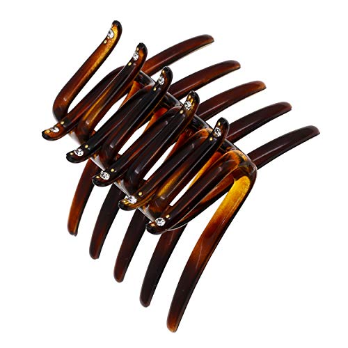 Camila Paris CP2634 2 inch French Two Sides Interlocking Comb, Tortoise Shell, Strong Hold Grip Hair Clips for Women, No Slip and Durable Styling Girls Hair Accessories, Made in France (Tortoise)