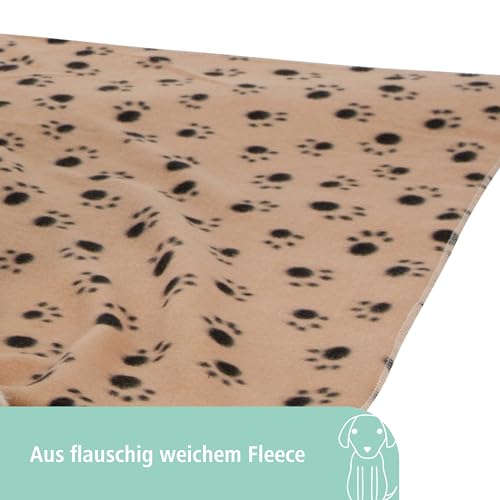 Kerbl Pet Hundedecke Stella, Liegedecke, beige, mit Pfotenmotiv, 140x100cm, Hunde/Katzen, aus flauschigem Fleece, Möbelschutz