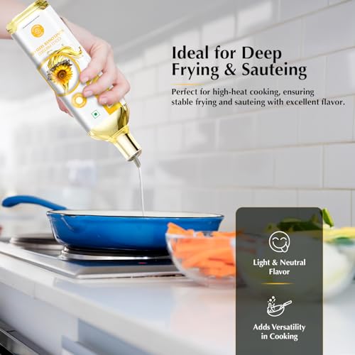 Image of Amazon Brand - Vedaka Cold Pressed Sunflower Oil 1L | Suitable For Cooking & Frying | Contains Mufa & Omega - 6 Pufa | Contains Natural Antioxidants And For All Types Of Cuisines
