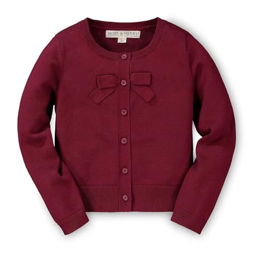 Hope & Henry Girls' Long Sleeve Bow Detail Cardigan Sweater