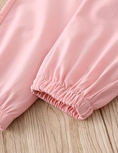 Image of Girl's Tracksuit Sets 2 Piece Outfits Trendy Cute T-shirt Matching Jogger Sweatpants Clothes Set Pink /White 11-12 Years
