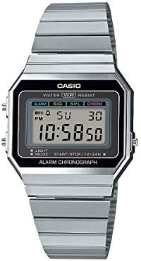 Casio Collection Womens Digital Watch A700WE with Stainless Steel Strap