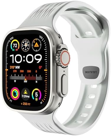LULULOOK Sport Band for Apple Watch Ultra/Series 9/8/7/6/5 49/45/44/42mm,FKM [Fluoroelastomer Rubber] Oil-resistant Sweat-proof Dust-resistant for iWatch Band Women/Men