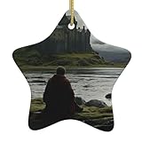 Colgante de estrella con estampado retro escocés, colgante de cerámica, perfecto para crear un ambiente romántico y festivo