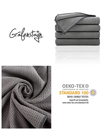 Gräfenstayn 4er-Set Geschirrtücher Microfaser - saugstarke & fusselfreie Waffelstruktur - 45x65 cm Küchenhandtücher - Oeko TEX Standard 100 - Mikrofaser-Tücher, Geschirrhandtücher (Anthrazit) – Bild 7