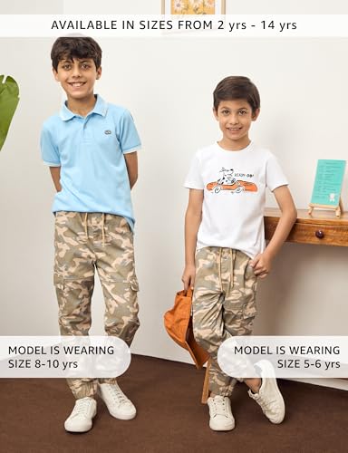 Image of Amazon Brand - Symbol Boy's Cotton Cargo Jogger | Elasticated Waistband and Cuff | Stretchable | Age 2-14 Years