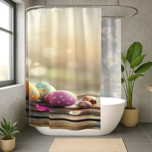 Rideau de douche extra large 274x183 cm en toile bleu pastel avec crochets - 4