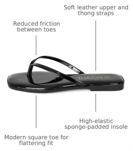Image of Flip Flops Sandals for Women Square Toe Lightweight Thong Slides