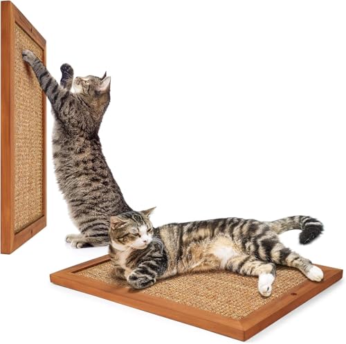 FJJRTWDG Two Beautiful Wooden Sisal Cat Scratching Boards, Artificial Pet Scratching Boards, Suitable for Indoor Pets Suitable for Indoor Pets
