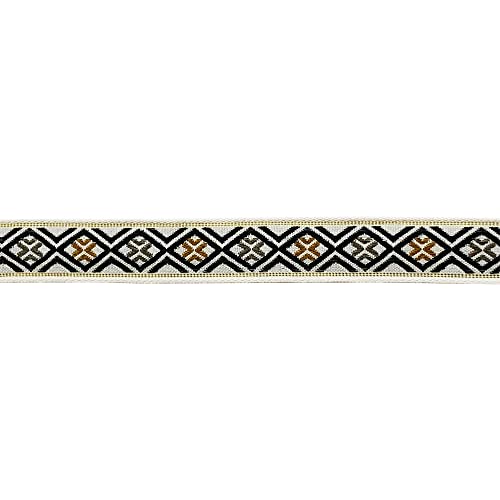Designer’s Shop Jacquard Diamond Geometric Ribbon Trim 3/4" (20Mm) X 5 Yards Diy For Sewing Crafting (Grey/Brown) Jl 102 Home Decor Trim #TOP1