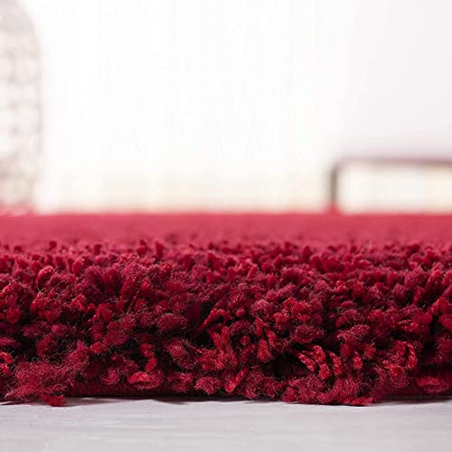 Image of Firoz and Brothers Luxurious Luck high Density Thick & Soft Shaggy Carpet Plain Fur Rugs for Bedroom Living Room Feet Microfiber 2 Inch Pile Height Modern 6x6 feet Maroon