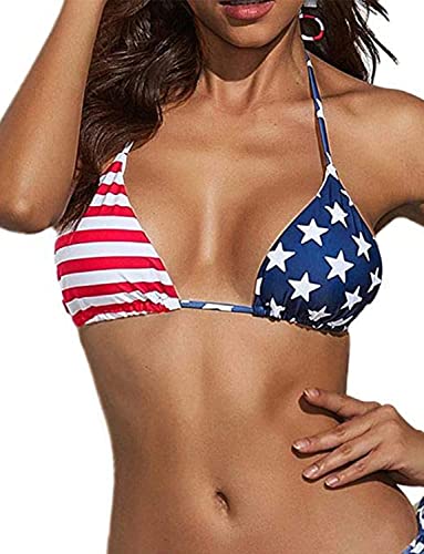 Image of Suvimuga Women's Triangle Bikini Top Push up Padded Halter String Bathing Suits Top