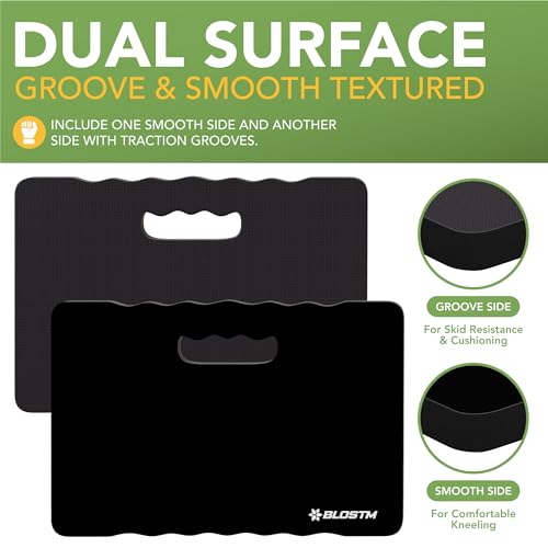 BLOSTM Set mit 2 Dicken Garten Kniekissen - Großer Schwarzer Schaumstoff-Kniebrett, Wasserabweisender Kniepolster Garten, Schaumstoff Unterlage für Arbeit, Yoga, Gartenarbeit, Babybad - 2 Stück