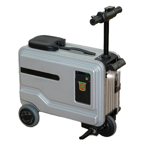 20 Inch Smart Rideable Electric Suitcase With Night Light & Cup Holder - Maximum Load Capacity 110kg, Suitable For 80~200cm Users, Hands-free Travel Solution For Modern Jetsetters silvery