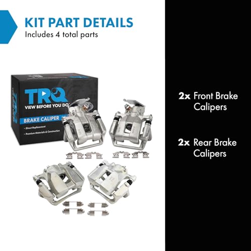 Image of TRQ Front and Rear Brake Caliper Set Zinc Coated Brackets Hardware Compatible with 2013-2017 Honda Accord