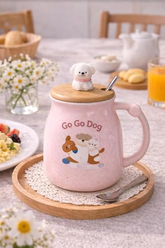 Image of Coffee Mug, Gift for Woman, Birthday Present for Girlfriend, Present for Wife Birthday, Mugs for Present, Holi Gifts, Panda Mug with Lid & Spoon (GO GO Day)